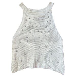 Rhinestone Studded Size Small Knit Crop Top
